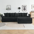 thumbnail image 3 of 111.4" Black Corduroy Living Room , Cup Holder & Storage Armrest, Reversible Chaise, Practical Comfortable Chaise For Area, Modern Luxurious, 3 of 6
