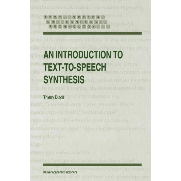 Text, Speech and Language Technology An Introduction to Text-To-Speech Synthesis, Book 3, (Paperback)