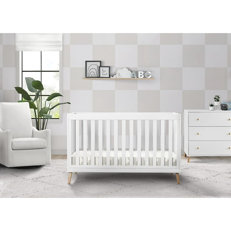 Delta Children Essex 4 in 1 Convertible Baby Crib Bianca White Natural Legs Walmart