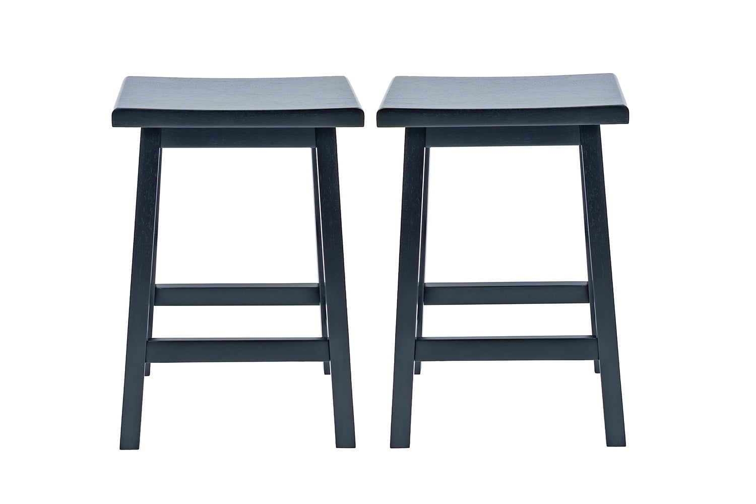 Mainstays Indoor 24" Counter Height Backless Saddle Wood Stool, Set of 2, Black
