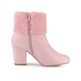 thumbnail image 3 of BLISSFUL STEP Women's Faux Fur Block Heel Round Toe Ankle Boots, 3 of 7