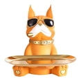 thumbnail image 2 of Estatua moderna de la escultura del perro, figurilla de con bandeja, organizador de la cómoda de escritorio, caja de almacenamiento para llave Bandeja de mano amarilla BLESIY Titular de la llave de la estatua de resina, 2 of 8