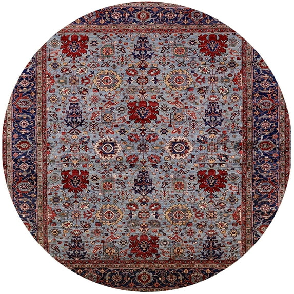 Ahgly Company Indoor Round Mid-Century Modern Pink Oriental Area Rugs, 6' Round