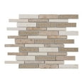 thumbnail image 2 of Sample - Beige Sand Crema Marfil Marble Stone Glass Mosaic Tile Kitchen Wall Backsplash, 2 of 6