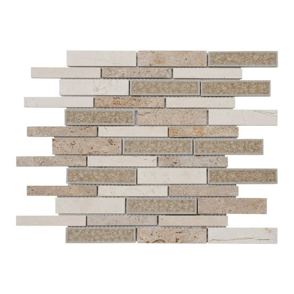 Modket TDH462NS Beige Sand Crema Marfil Marble Stone Glass Mosaic Tile Kitchen Wall Backsplash