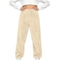 thumbnail image 2 of Bixock Girls Loungewear Pants High Waist Wide Leg Pants Kids Sleep Trousers Elastic Waist Solid Color Fleece Lined Soft Fall Winter Indoor Rest Casual Wear Size 5-6Years, 2 of 6