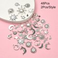 thumbnail image 2 of 48Pcs 24 Styles Tibetan Style Alloy Pendants Sun/Star/Moon Mixed Color 7~28.5x5~23x2mm Hole: 1~2mm 2pcs/style, 2 of 6