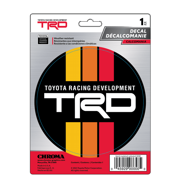 Toyota TRD Retro Stripe Metal Automotive Decal, 6 x 8 Inch