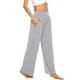 thumbnail image 2 of VISgogo Pantalones casuales de pierna ancha para mujer, pantalones sueltos de longitud completa de cintura media de color sólido con bolsillo para damas, S / M / L / XL / XXL VISgogo moda, 2 of 5