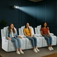 thumbnail image 2 of Set of 3 Power Reclining Home Theater Chairs with Adjustable Headrests, USB Charging Ports, LED Lights, Cup Holders & Hidden Storage Color:White, 2 of 6