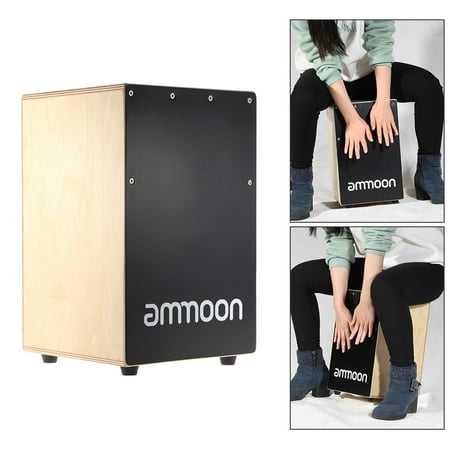 ammoon Wooden Cajon Hand Drum Children Box Drum Persussion Instrument with Stings Rubber Feet 23 * 24 *