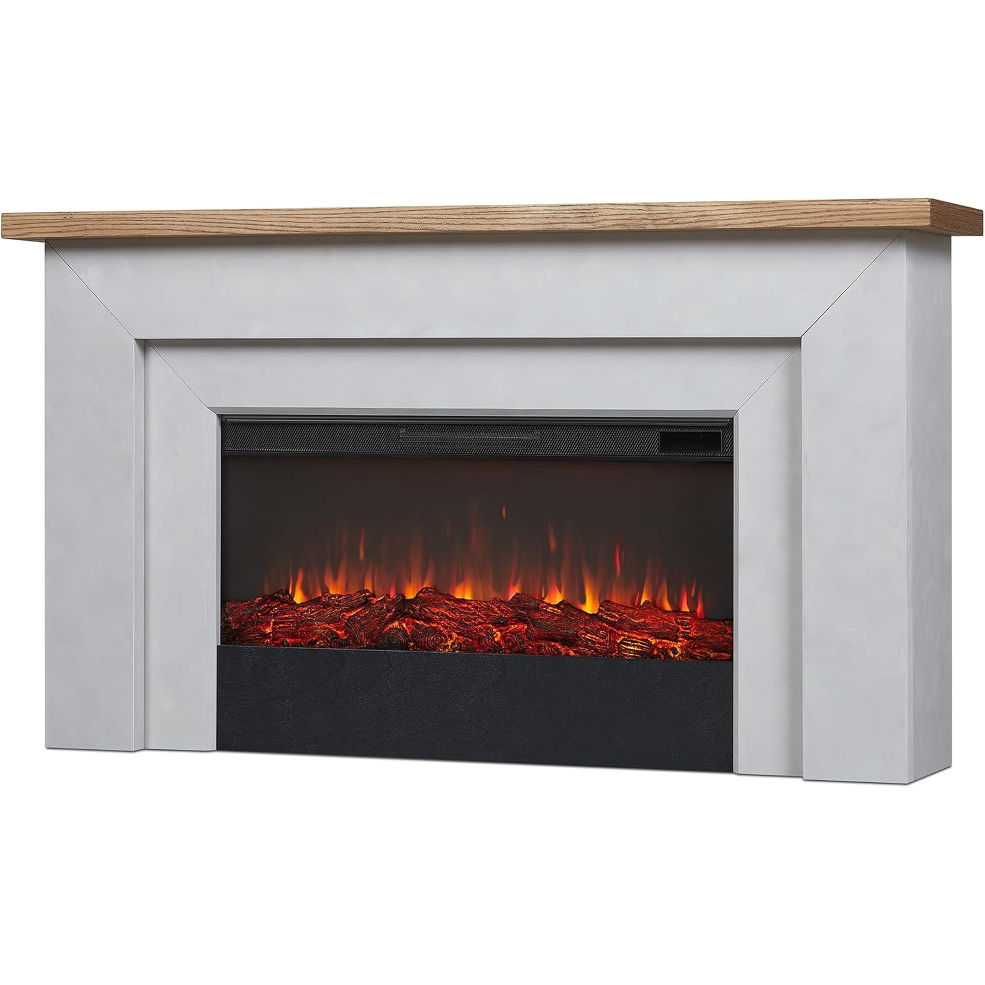 Real Flame Malie 68" Wood Landscape Electric Fireplace in Venetian Gray