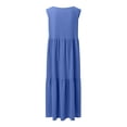thumbnail image 5 of DHFJKG Bohemian Summer Women Dress Beach Vacation Clothes Solid Color Sleeveless V Neck Maxi Dress Flowy Comfort Dresses, 5 of 5