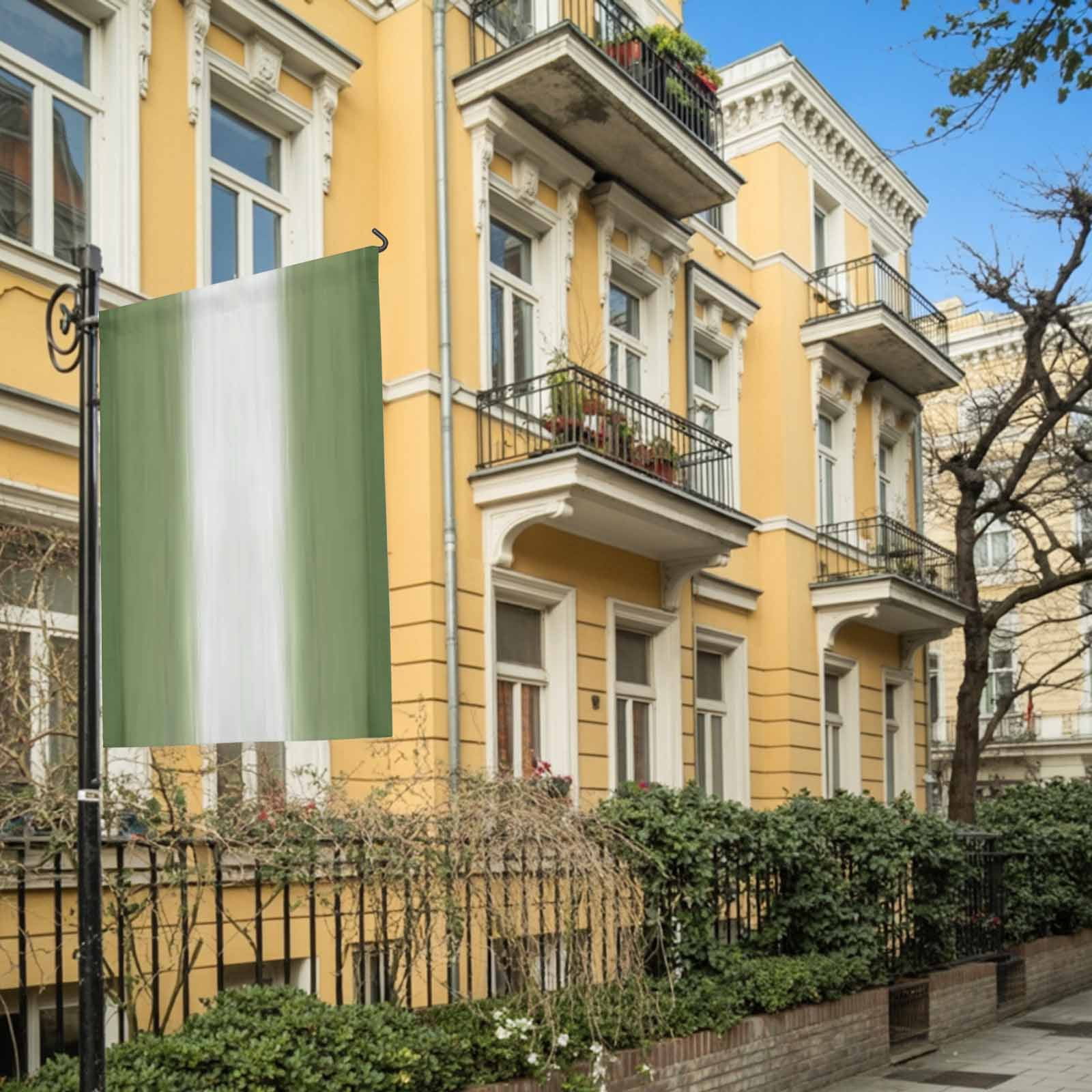 Green Ombre House Flag 28 x 40 Inches, Abstract Forest Green Ombre White Stripes Modern Weather Proof Outdoor Patio Flags Double Sided Small House Decoration for Yard Lawn Outside Home