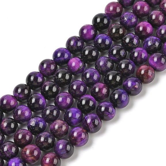 Natural Tiger Eye Beads Strands Dyed & Heated Round Purple 6mm Hole: 1.2mm about 63~64pcs/strand 14.69~15.24''(37.3~38.7cm)