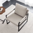 thumbnail image 2 of PU Leather Accent Chair with Seat Cushion, Modern Upholstered Chair with Metal Frame Extra-Thick Padded Backrest, Single Leisure Arm Chair for Living Room, 2 of 7