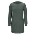 thumbnail image 4 of FRSASU Womens Long Sleeve Winter Dresses Flowy Casual Ribbed Knit Crew Neck Lace Patchwork Sweater Dress Army Green, 4 of 8