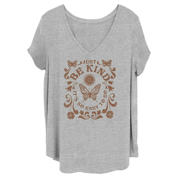 Junior's Lost Gods Just Be Kind Graphic Tee Heather Gray 1X