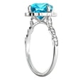 thumbnail image 6 of 3.25 ctw Aquamarine Ring with Diamonds 14K White Gold Flower Leaves Halo, 6 of 7