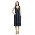 thumbnail image 2 of Time and Tru Women's V-Neck Tie Strap Midi Dress, 2 of 5