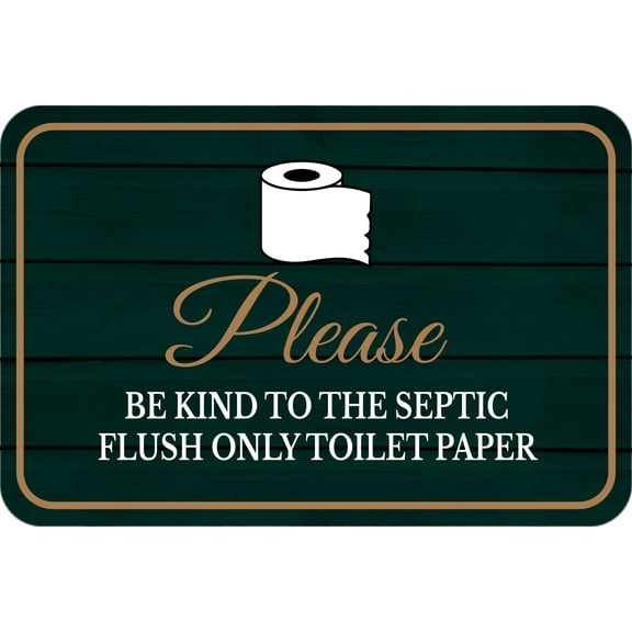 Classic Framed Plus Please Be Kind To The Septic Flush Only Toilet Paper Wall or Door Sign | Office & Workspace Bathroom Signage - Large