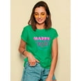 thumbnail image 2 of Happy Inside Spray Drip Ink Shaped T-Shirt Women -Image by Shutterstock, Female Medium, 2 of 4