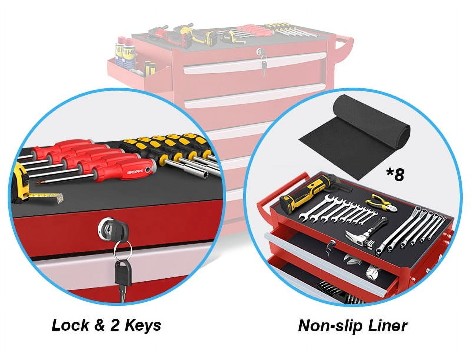 Rolling Tool Box on Wheels, Seizeen 5-Drawer Tool Chest & Storage Cabinet, Lockable Tool Organizer for Garage Warehouse, Red