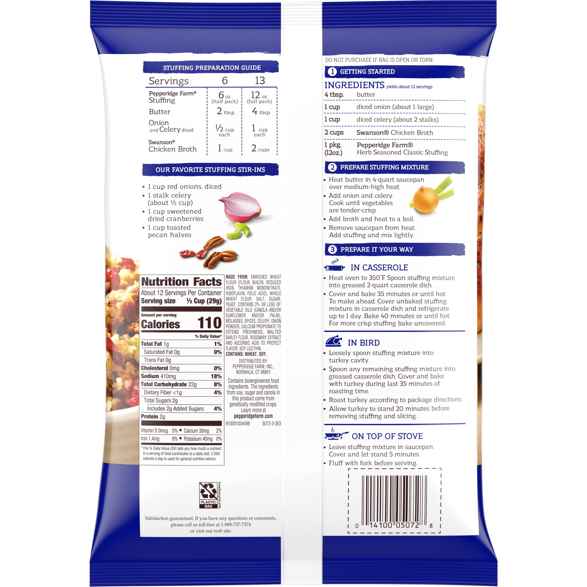 Pepperidge Farm Dry Bread Herb Seasoned Classic Stuffing, 12 oz. Bag - Walmart.com Pepperidge Farm Dry Bread Herb Seasoned Classic Stuffing, 12 oz. Bag - Walmart.com
