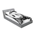 thumbnail image 2 of Ambesonne Animal Fitted Sheet & Pillow Sham Set, Panda Bear Sketch, Twin, White Black, 2 of 2
