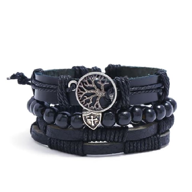 Pulsera de Piel MADIOLA Arbol de la Vida Negro