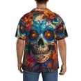 thumbnail image 3 of Naloa Colorful Floral Skull A Men's Loose Fit Cuban Collar Short-Sleeve Shirt, Hawaiian Shirts, Mens Shirts Casual for Everyday Wear Outings-4X-Large, 3 of 5
