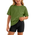 thumbnail image 2 of Lumosvexa Kids Girls Outfits Sets, Short Sleeve T-Shirt and Leggings Summer Sports Comfort Clothes 2 Piece Green 14-16, 2 of 9