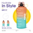 thumbnail image 2 of Giotto Large Half Gallon Motivational Water Bottle with Time Marker & Removable Strainer, 64 fl oz., 2 of 7