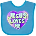 thumbnail image 3 of Inktastic Jesus Loves Me Boys or Girls Baby Bib, 3 of 4