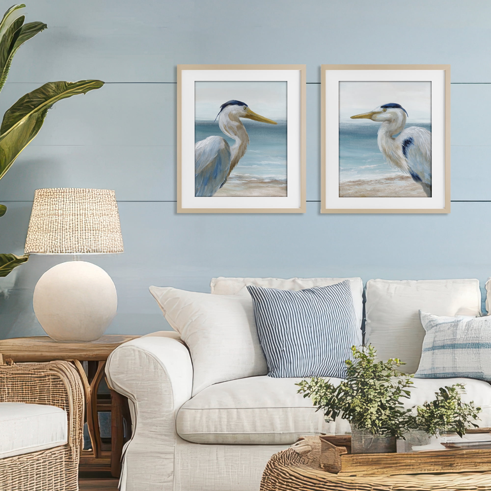 Stupell Industries Tranquil Gaze Herons 2 Piece Birch Framed Print Under Glass Set, design by Nan