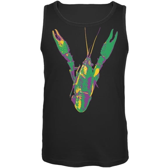 Mardi Gras Crawfish Black Adult Tank Top - Small