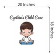 thumbnail image 4 of Personalized Name Day Care Wall Decal Cartoon Boy Reading the Book Daycare Wall Decal for Care Taker Education Cute Themed Room Décor - Size: 20 In x 18 In, 4 of 5