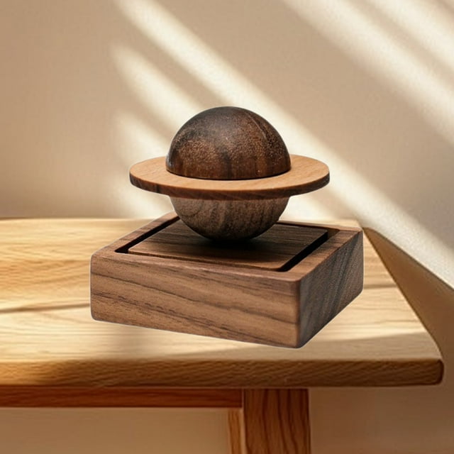 Difusor de Aire para Coche de Madera | Esfera Decorativa Artesanal de Nogal y Haya | Dispensador Aromático para Hogar u Oficina | Adorno Portátil de Madera Maciza | Compacto 2.36" | Paquete de 1