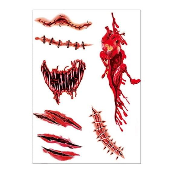 Aellinatey Halloween Stickers Scary Bloody Wound Stickers Halloween Tattooed Stickers