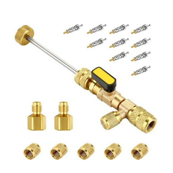 BYNNIX Cores Remover Installer with Double Size 1/4 & 5/16 Port Air Conditioning Line Repair Tool for HVAC R22 R410A