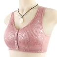 thumbnail image 3 of Bigersell Wireless Bras for Large Breasted Women Sale Clearance No Wire Bras for Women Molded Bra Style B4564 V-Neck Padded Bras Front Button Bra Closure Short Size Push up Bras Pink 5XL, 3 of 5