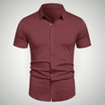 thumbnail image 1 of pstuiky camisetas para hombre, Camisa informal de negocios de color liso con solapa y botones de manga corta para hombre camisas casuales para hombre xxl, 1 of 6
