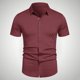 thumbnail image 2 of Los Hombres de Manga Corta Botón Arriba Camisa de Negocios Casual Color Sólido Botón Solapa Camisa de Moda, Poliéster con Corbata, Lavado de Manos, 2 of 7