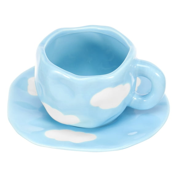Ceramic Coffee Mug with Saucer Set 300ml Ceramic Coffee Cup Cute Ceramic Tea Cup and Saucer Set Beautiful Ceramic Tea Mug with Saucer Coffee Mug Set with Saucer for Home Office