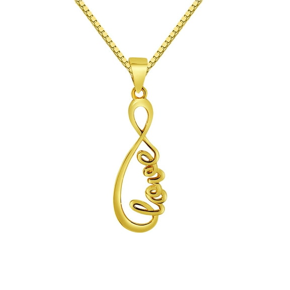 Precious Stars 14K Yellow Gold Love Infinity Symbol Pendant with 16" Chain Necklace