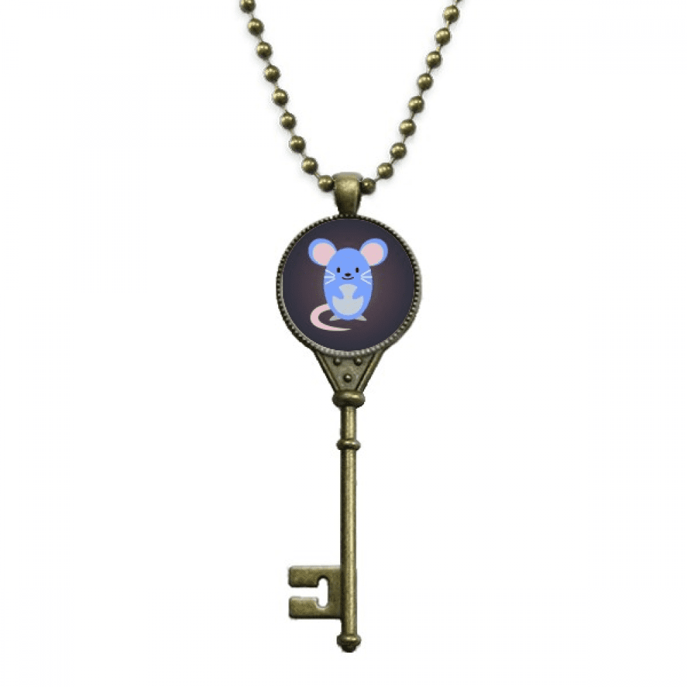 Pendentif Collier Clé Mignon Dessin Animé Souris avec Chaîne Ornée
