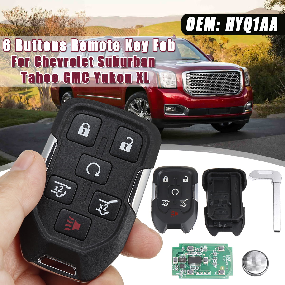 For Chevrolet Tahoe Suburban GMC Yukon 6 Buttons Remote Smart Key Case Shell Fob