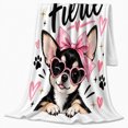 thumbnail image 2 of Cute Chihuahua Dog Lover Heart Sunglasses Stay Tiny, Playful Pet Portrait Pattern, Warm Flannel Blanket for Living Room and Reading Nook, Dog Moms Christmas Gift, Pet Lover Home Decor, 2 of 9