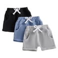 thumbnail image 1 of DXOUPM Boy Shorts 3 Pack Soft Cotton Summer Pants Casual Trouser with Pockets and Drawstring, 1 of 3