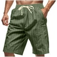 thumbnail image 2 of DPTALR Men's Linen Shorts, Casual Lightweight Drawstring Shorts Elastic Waist Short Pants with Pockets #Army Green Big and Tall Men XL, 2 of 9